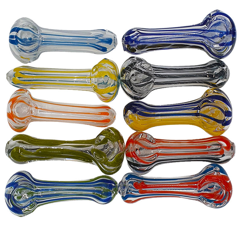 Mini Glass Tobacco Pipe With Leaf 8.5cm - Cheap Smoke Online